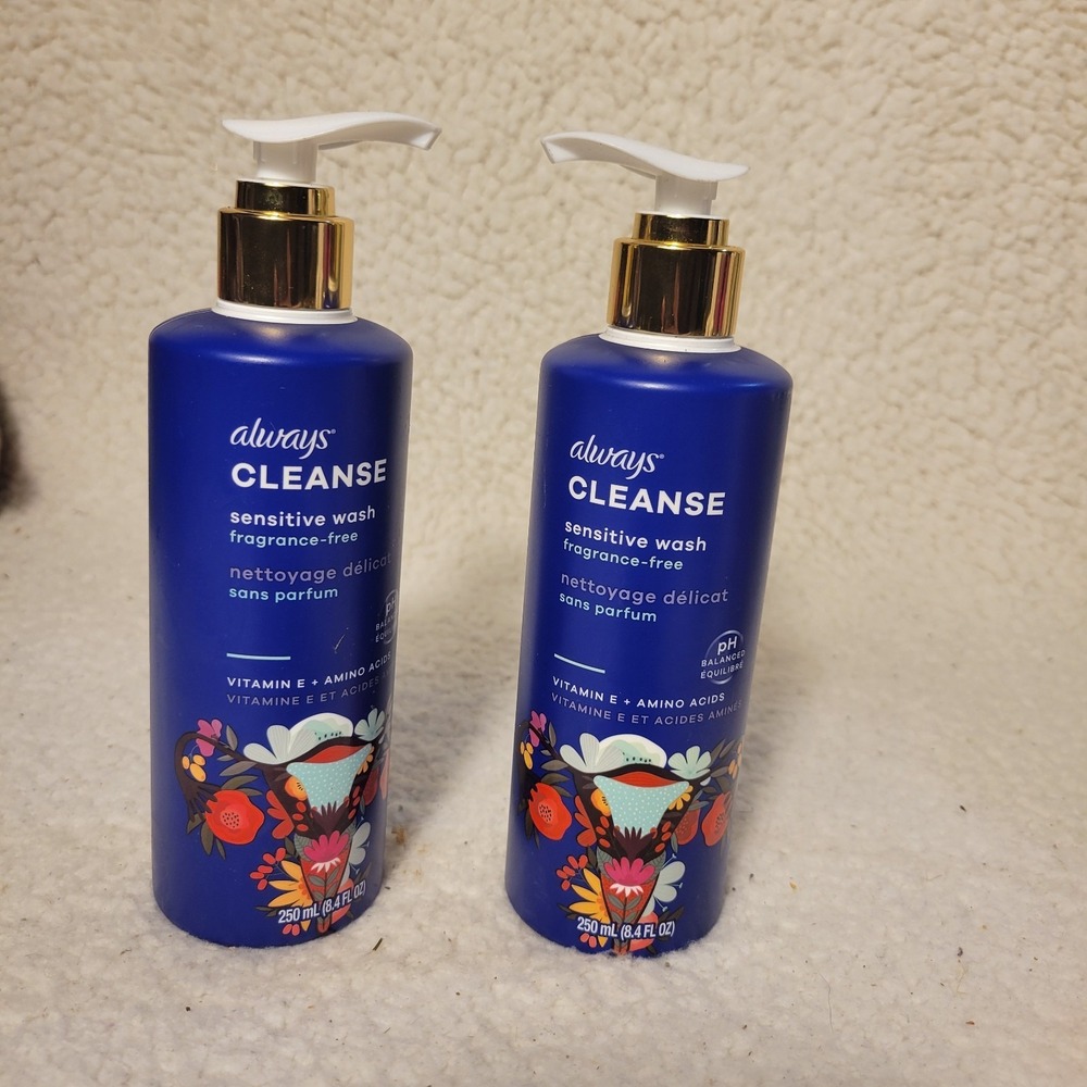 2 PK Always Cleanse Sensitive Wash 8.4 Oz Each pH Balanced‎ Fragrance-Free